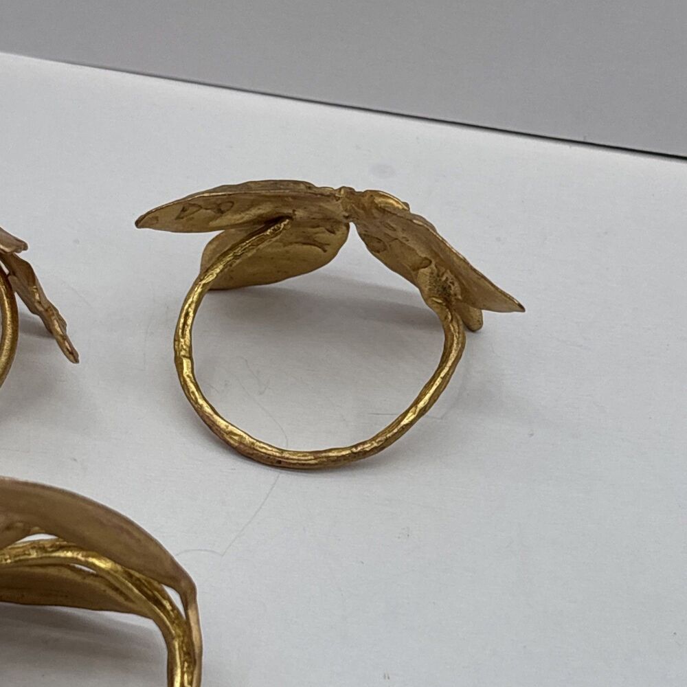 Italian Herbs Napkin Rings Set Of 4 Gold Artisan Michael Michaud Table Art - Picture 8 of 10